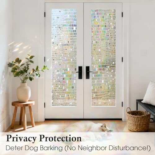 Stained Glass Window Privacy Film,3D Rainbow Static Cling,Pure 17.5"x157.5" - Image 3