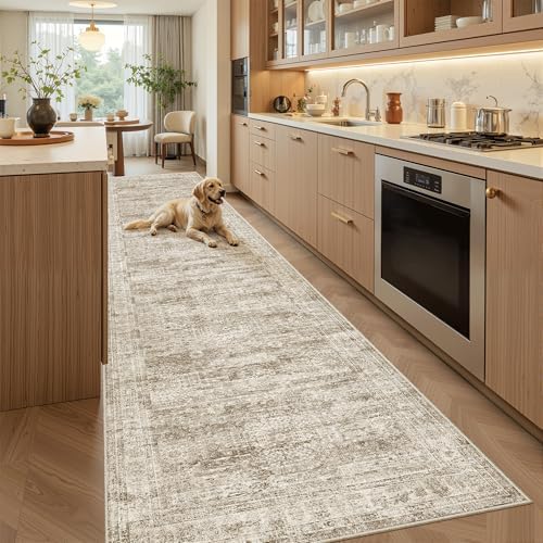 Soalmost Washable 3x12 Hallway Runner Rug Non-Slip Kitchen Entry Rugs Brown - Image 3