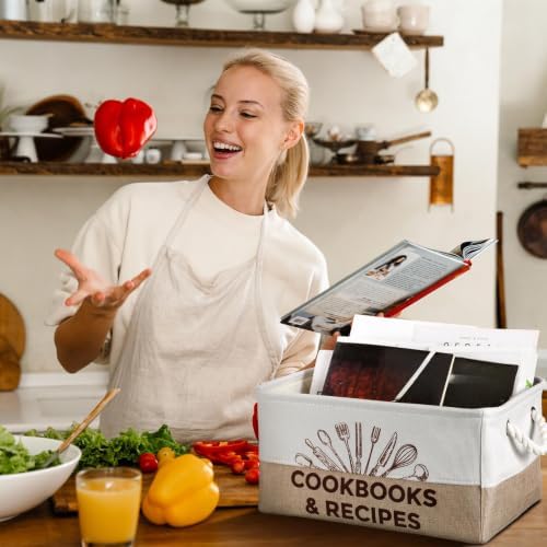 Marsui 1 Pcs Cookbook & Recipe Book Basket Cook Lover Gifts , White Brown - Image 5