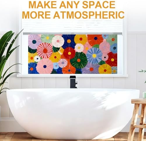 Cmialusie Colorful Floral Window Film 17.3 x 39.3 Inch Cling - Image 2