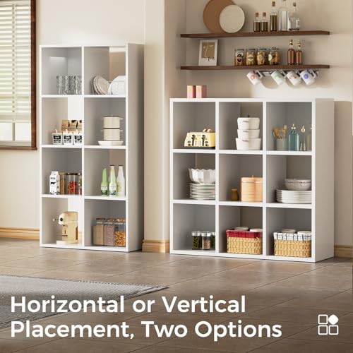 COMHOMA 9 Wood Cube Storage Organizer with Open Back and Removable Back Panels, 11In White Cube Storage Bookshelf, Cubicle Shelf Bookcase for Home Office Bedroom Living Room, Vertical or Horizontal - Image 3