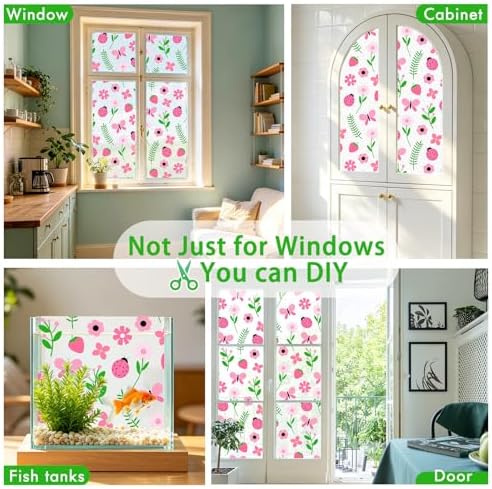 SOMWISE Frosted Glass Window Privacy Film with Tools, Heat Blocking, Anti-UV, Anti-Glare, Static Cling, Decor for Home Bathroom Door, Renter Friendly, Removable, Reusable, Pink 35Inchx78.5Inch - Image 6