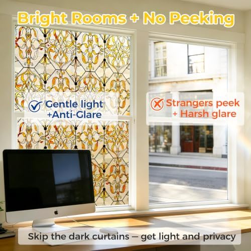 OHTMERU 3D Stained Glass Window Privacy Film Decorative Non-Adhesive - Image 2