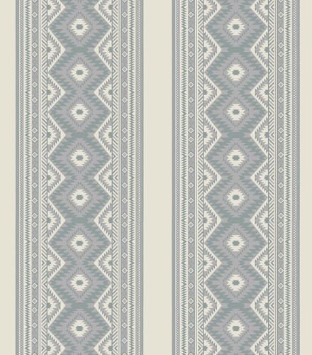 Blue Stripe Peel and Stick Wallpaper- Vintage Geometric Diamond Removable Self Adhesive Wallpaper Neutral Light Blue Wall Decor for Bathroom Powder Room Bedroom Farmhouse Cottage 17.3"x118" by HomKihapaiWallpaper