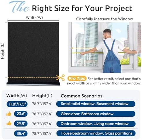 rabbitgoo Blackout Window Film Room Darkening Light Blocking 23.6" x 78.7" - Image 6
