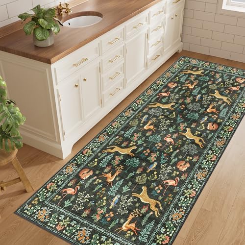 DUKINO 3x6 Kitchen Runner Rug, Washable Animal Rug for Hallway, Black - Image 3