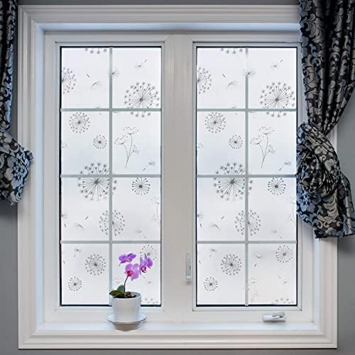 FILMGOO Window Privacy Film 4D Decorative Stained Glass Decals Static Cling Window Sticker Non-Adhesive (Dandelion,17.5 Inch x 6.5 Feet) - Image 4