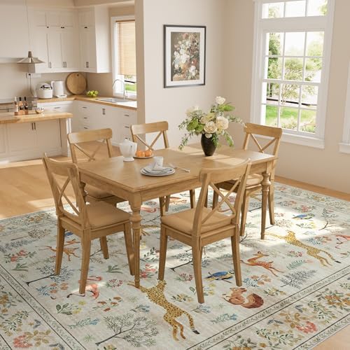 DUKINO 8x10 Area Rugs, Washable Soft Animal Bedroom Rug Non Slip, Beige - Image 4