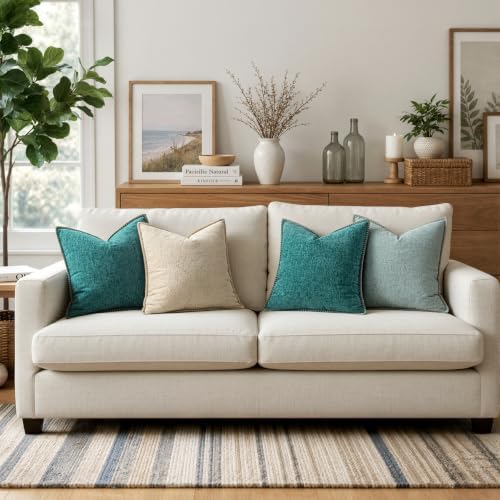 MIULEE Decorative Couch Throw Pillow Covers 20x20 Inch Teal 2 Pack - Image 5