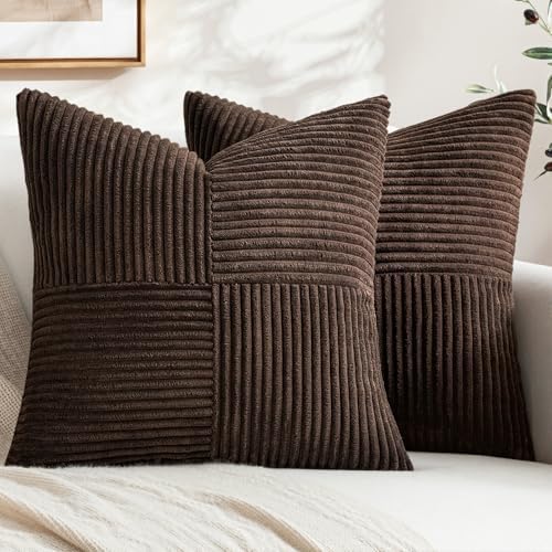 MIULEE Dark Brown Decorative Throw Pillow Covers for Couch 20x20 Inch by MIULEE