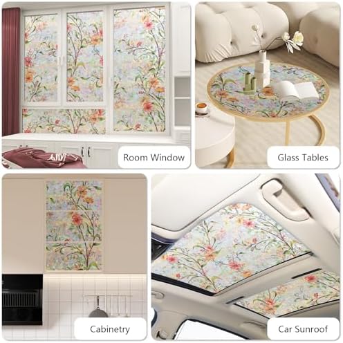 NINETREX Window Privacy Film, Rainbow Stained Glass Floral, 35.4"x157.4" - Image 5