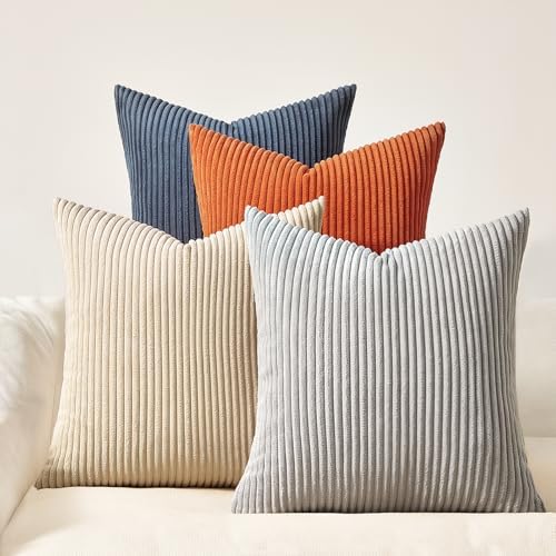 Topfinel Pack of 4 Decorative 22x22 Inch Velvet Pillow Covers Boho Couch Throw Pillows Blue and Yellow Farmhouse for Bed Accent Modern Pillowcase Sofa Livingroom Home Decor by Topfinel