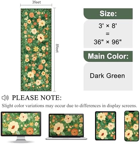 DUKINO 3x8 Kitchen Runner Rug, Washable Rug for Hallway Non Slip Dark Green - Image 2