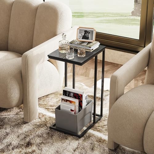 WLIVE C Shaped End Tables Set of 2, C Black Side Table for Couch, TV Trays Set of 2, Couch Side Tables that Slide Under, Small Side Table, C Table for Sofa, Living Room, Bedroom, Small Space, Brown - Image 4
