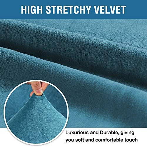 H.VERSAILTEX Stretch Velvet Sofa Covers Large Couch Covers Sofa Slipcovers Furniture Protector Soft with Non Slip Elastic Bottom, Feature Thick Comfy Rich Velour (XL Sofa, 98"-105", Peacock Blue) - Image 3