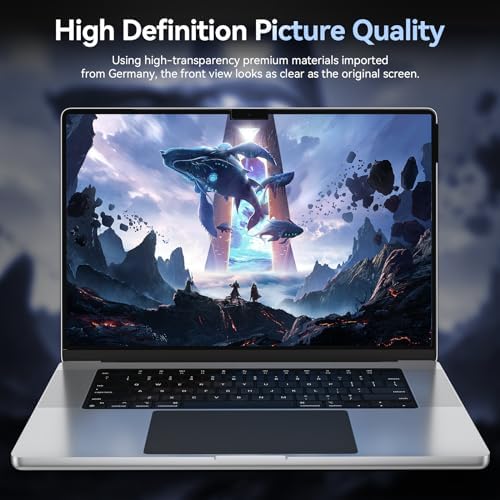 Privacy Screen Protector for MacBook Pro 16 Inch (2021-2026, M1, M2, M3, M4, M5), Easy On/Off Removable Anti Spy Blue Light Glare Shield Laptop Privacy Filter for Apple Mac Pro 16.2 in - Image 6