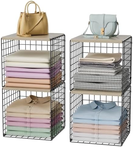 4-Tier Stackable Closet Organizers and Storage, Clothing Cube Shelves by Hencawima