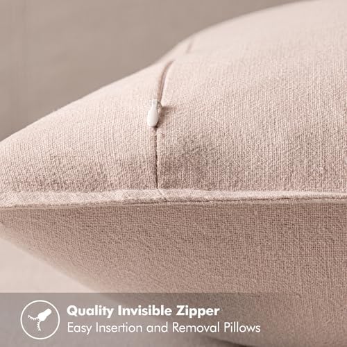 MIULEE Decorative Linen Euro Sham Pillow Covers 22x22 Inch Light Pink - Image 3