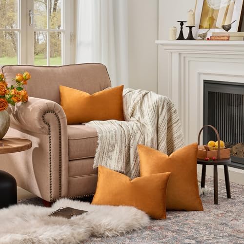 GIGIZAZA Orange Pillow Covers 12x20 Decorative Pillows Pack of 2 - Image 3