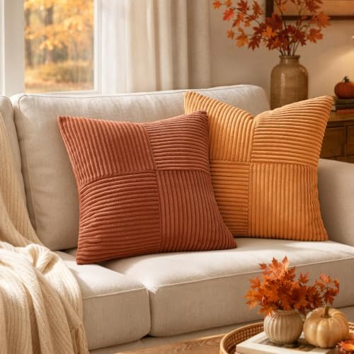 MIULEE Fall Burnt Decorative Euro Sham Pillow Covers 24x24 Inch 2 Pack - Image 4