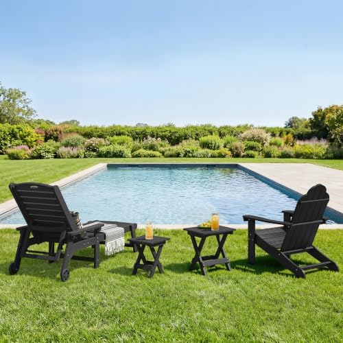 LUE BONA Small Outdoor Folding Side Table HDPS 14 Inch Height, Black - Image 6