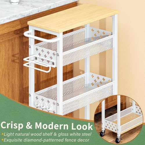 OKZEST Slim Bathroom Organizers and Storage Cart with Toilet Paper Holder - Image 7