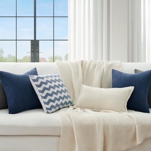 Topfinel Decorative Blue Throw Pillow Covers Cushion Cases, Set of 4 Soft Velvet Modern Double-Sided Designs, Mix and Match for Home Decor, Pillow Inserts Not Included (20x20 inch) - Image 2