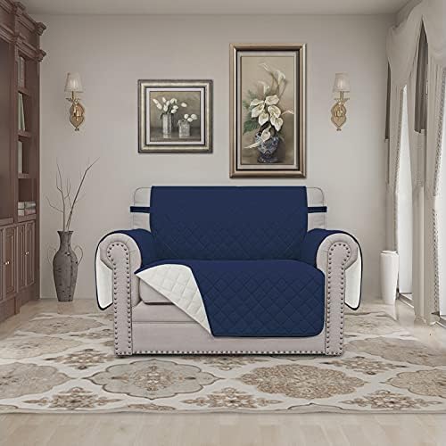 Easy-Going Reversible Couch Cover, Oversized Chair, Navy/Ivory - Image 2