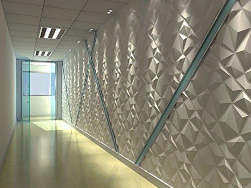 Art3d 12 Pack 3D Diamond Design Wall Panels 19.7"x19.7" PVC Panel for Interior Wall Decor Living Room, Office, TV Background, Snow White - Image 2