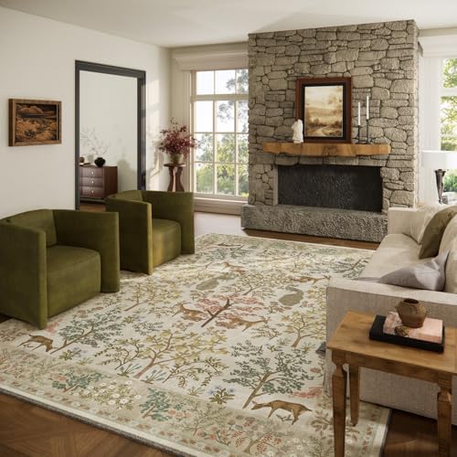 Machine Washable Rugs for Living Room: 9x12 Bedroom Rug Vintage Area Rug Stain Resistant Non Slip Low Pile Lightweight Soft Carpets for Living Room Dining Room Kitchen Nursery Kids Room Indoor by palohom