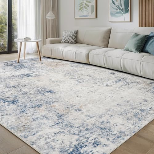 8x10 Washable Area Rugs for Living Room,Bedroom,Dining Room- Blue Beige by Srugn