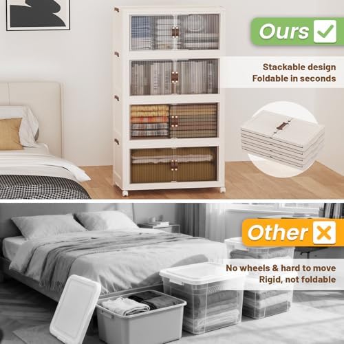 SAILUN 580Qt Stackable Storage Bins,Storage Cabinet a Lid,4Pack Blush White - Image 7