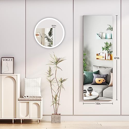 Hasipu Door Mirror Full Length, 47"x 15.8" Full Body Over The Door Hanging Wall Mounted Mirror for Bedroom, Living Room, Cloakroom, Square White - Image 2