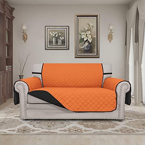 Easy-Going Reversible Couch Cover, 2 Cushion Sofa, Loveseat, Orange/Black - Image 2