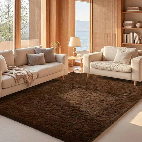 Ophanie Brown Rugs for Living Room Bedroom, 6x9 Fluffy Fuzzy Furry Carpet,Plush Soft Shaggy Bedside Indoor Floor Area Rug for Kids Girls Boys Baby Teen Dorm Nursery Decor with Over 99 pcs Pile fibers by Ophanie