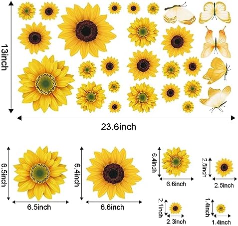 AOWDIAO Sunflower Peel and Stick Wall Decals, Sunflower Decorations for Bedroom, Kitchen, Bathroom, Living Room - Image 2