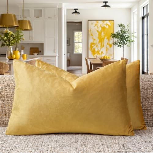 GIGIZAZA Yellow Pillow Covers 12x20 Decorative Pillows Pack of 2 by GIGIZAZAFocusingonhomedecoration