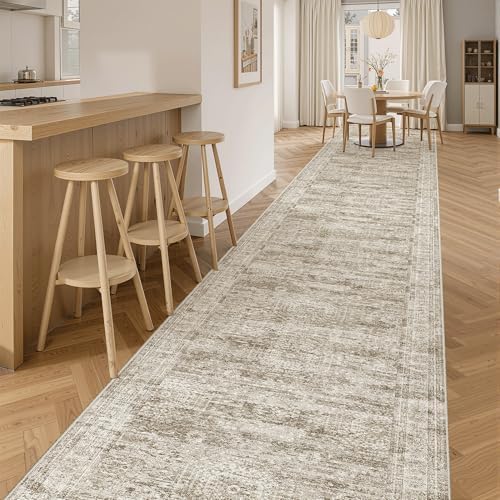 Soalmost Washable 3x16 Hallway Runner Rug Non-Slip Kitchen Entry Rugs Brown - Image 3