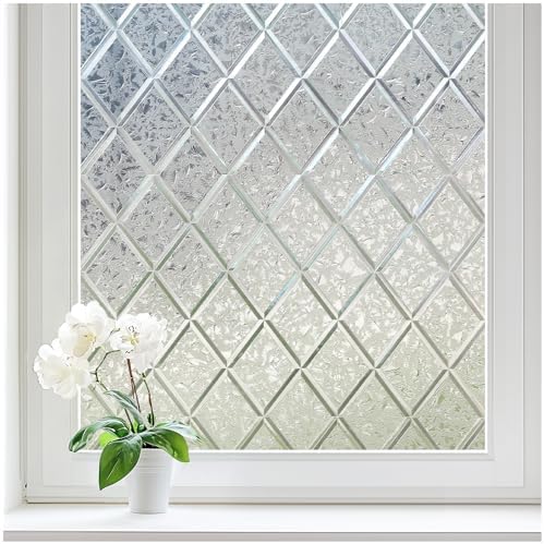 Haton Window Privacy Film, Decorative Frosted Film, Lattice 17.5" x 118.1" by HatonHomeDecor