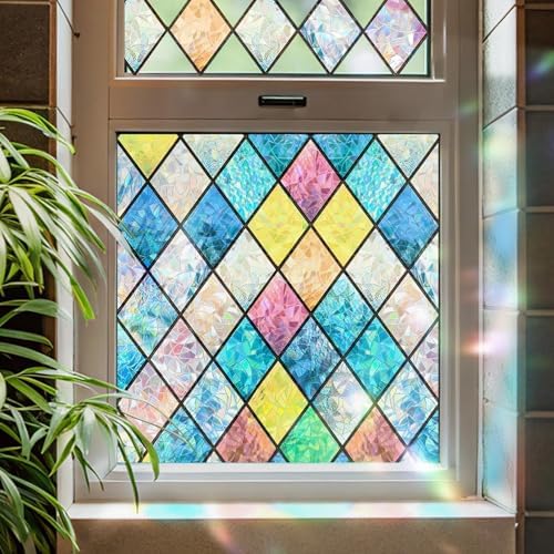 ADD.HERES Rainbow Window Privacy Film, Stained Glass Cling, 29.5" x 78.7" by ADDHERES