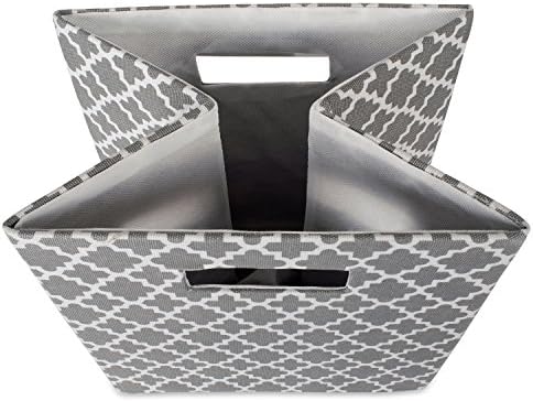 DII Hard Sided Collapsible Fabric Storage Container for Nursery, Offices, & Home Organization, (13x13x13") - Lattice Gray - Image 5