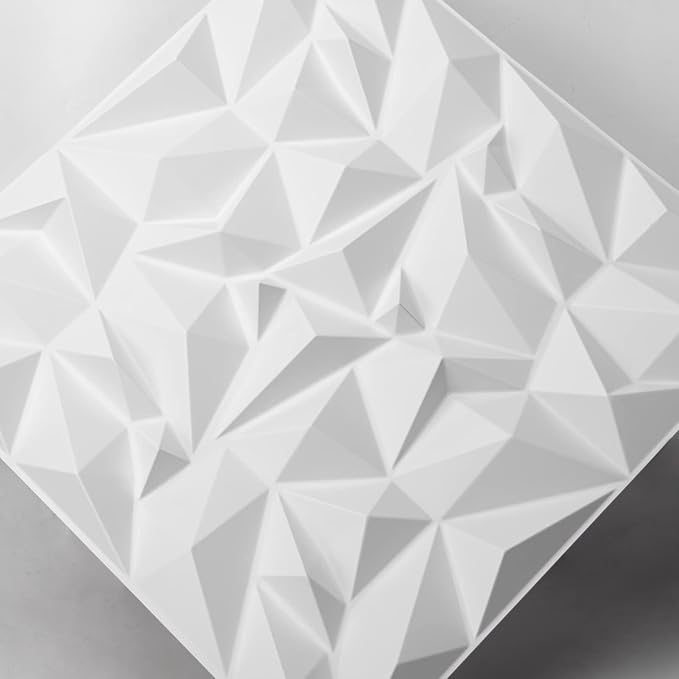Art3d Textures 3D Wall Panels White Diamond Design for Interior Wall Decor Pack of 12 Tiles 32 Sq Ft (PVC) - Image 9