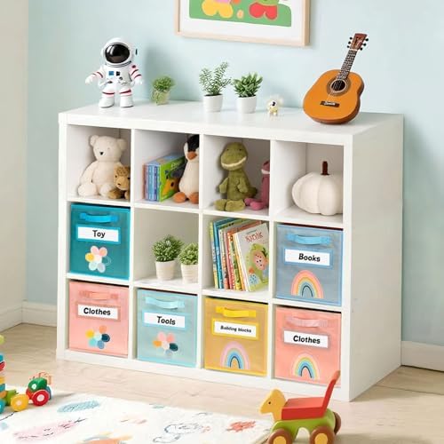 Cube Storage Bins, 6 Pack 11 Inch Fabric Storage Bins with Handle and Label Window, Foldable Storage Cubes, Colorful Fabric Bins for Kids Room, Classroom Organization and Storage, Clothes, Toys - Image 5