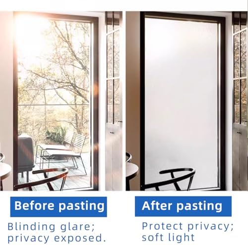 Frosted Glass Film, Static Cling Removable Decorative Window Sticker for Bathroom Doors & Windows, Privacy Window Film with Heat Insulation & UV Blocking, 45.2 x 78.7 Inches - Image 6