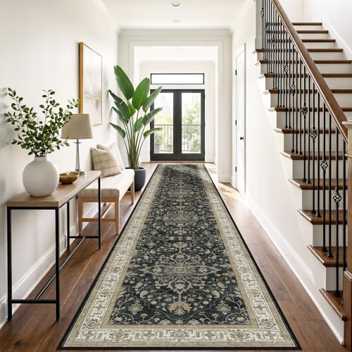 RELEANY Washable Area Rug, Runner 3'x20', Black/Vintage/Beige - Image 2