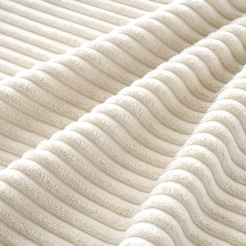 MIULEE Soft Corduroy Decorative Throw Pillow Covers Cream White 18x18 - Image 3