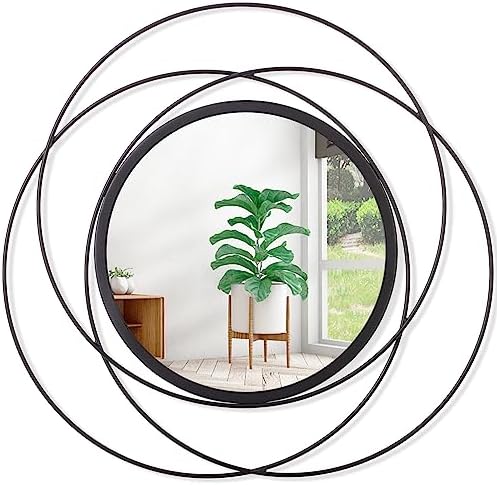 Black Circle Mirror Mounted Round Decorative Mirrors Circle for Bathroom Vanity, Living Room or Bedroom Entryway 24" x 24" by HLFMVWE