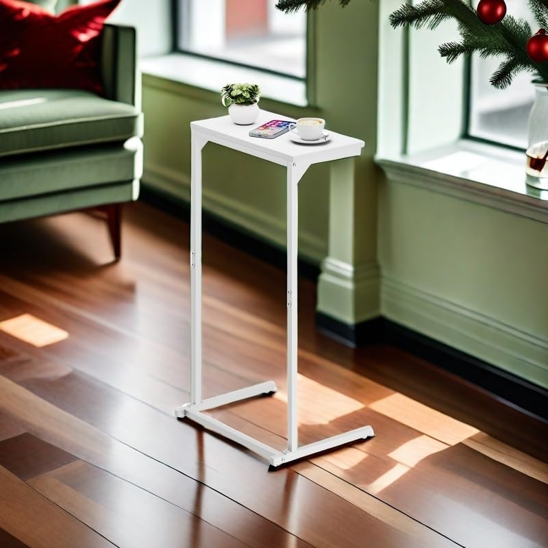TUTOTAK C Shaped End Table, Small Side Table, 28.7 inch Tall Couch Table - Image 2