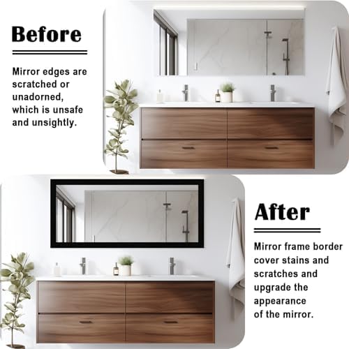 Alened 10M Black Mirror Border Peel and Stick, Wood Grain Wallpaper Border - Image 2