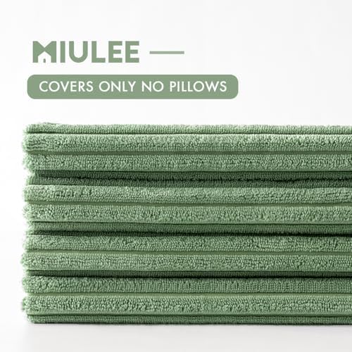 MIULEE Soft Corduroy Decorative Throw Pillow Covers Sage Green 18x18 - Image 6